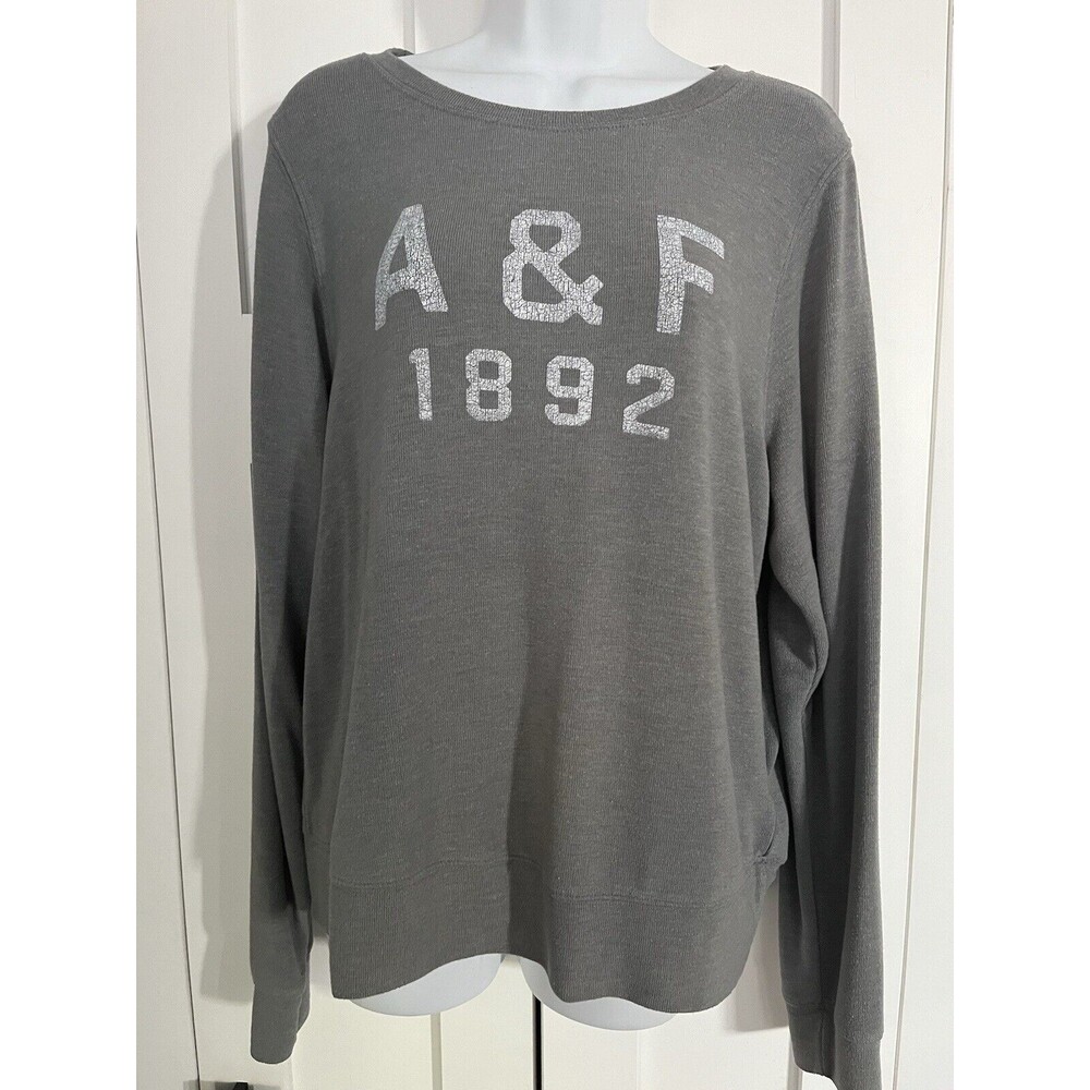 Abercrombie & Fitch A & F‎ Soft Knit Pullover Crew Neck Top Sweater Green Gray L